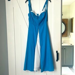 Blue shoulder tie dress